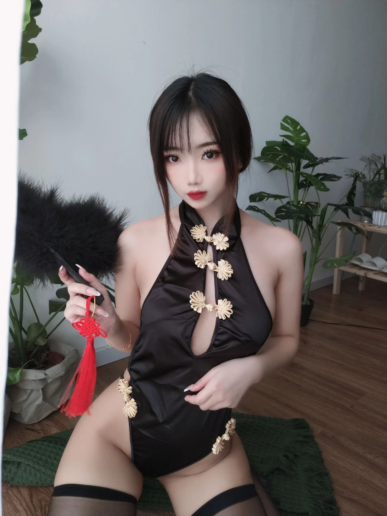 图片[4]-鬼畜瑶 黑色短款旗袍 [35P]-黑狗绅士局