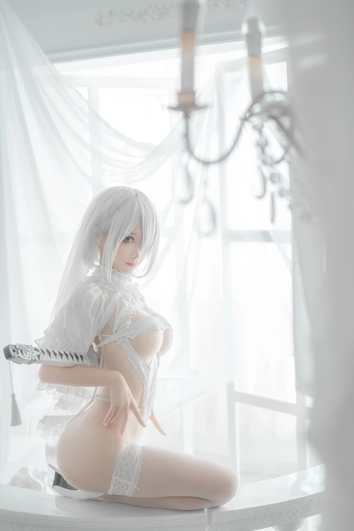 图片[7]-蠢沫沫 Cosplay 2B 白婚紗-黑狗绅士局