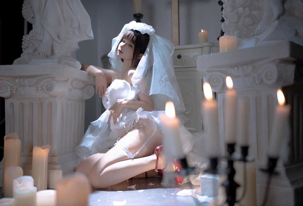 图片[10]-動漫博主蠢沫沫婚主題性感白色婚紗配白絲吊襪-黑狗绅士局